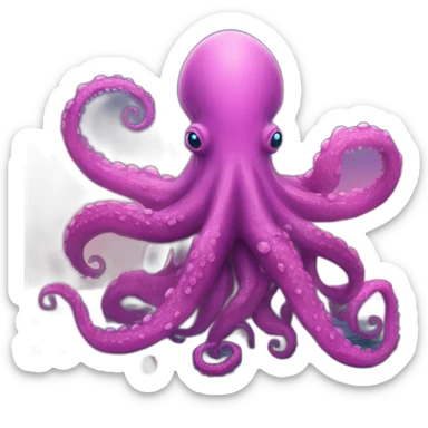 a blue kraken that rocks  to another pink kraken sticker