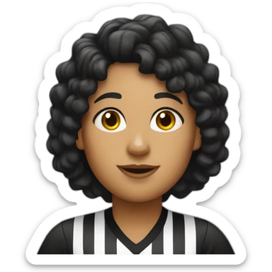 female basketball referee with black curly hair sticker