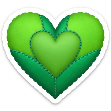 green heart with a patchwork pattern sticker