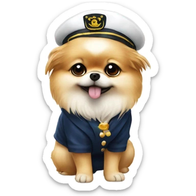 Pomeranian shitzu mix with sailor costume sticker