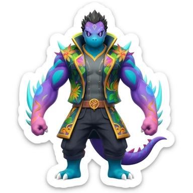  exotic gradients-colored tropical ornate Asian painted cyber-Sleuth-Loyd-Garmaddon-Litten-Linoone-Noibat-Fakémon-Pokémon-Vernid-creature sticker