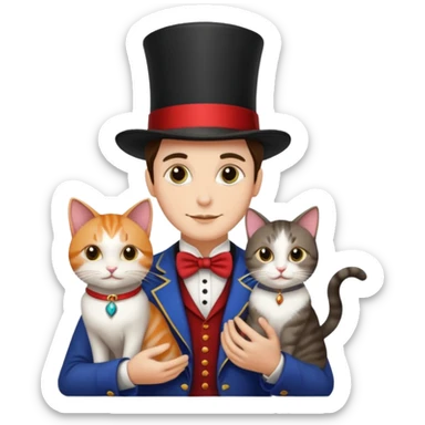 magician couple and their pet cat sticker