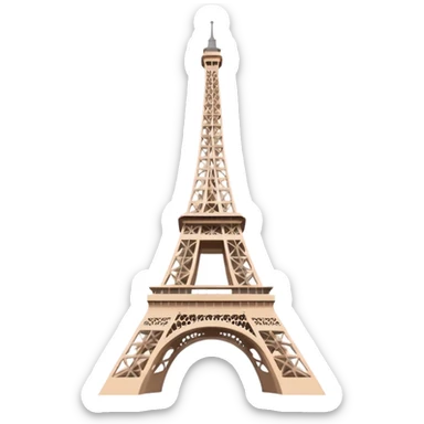 Eiffel Tower, minimal details, focus on silhouette, soft color palette, Apple emoji style sticker