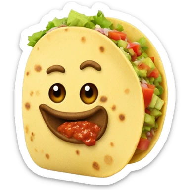 Mexican soft taco, only meat, guacamole and salsa sticker