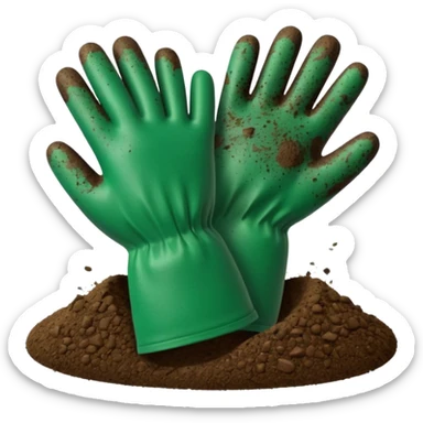 green gloves gardening with dirt sticker