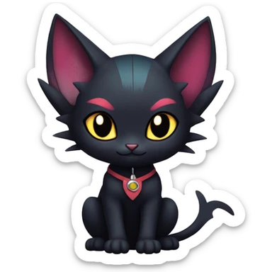 Cool Cute Edgy Black Dark Chibi Cat-Noibat-Noivern-Litten-Fakémon-hybrid sticker