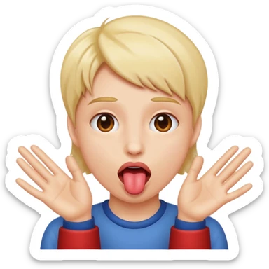 Tongue out and hands facing out to the sides sticker