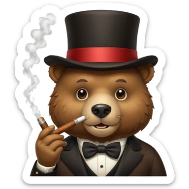 bear head in a top hat with a cigar sticker