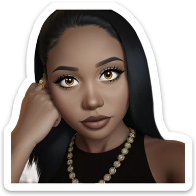 black haired girl with jewelry sticker