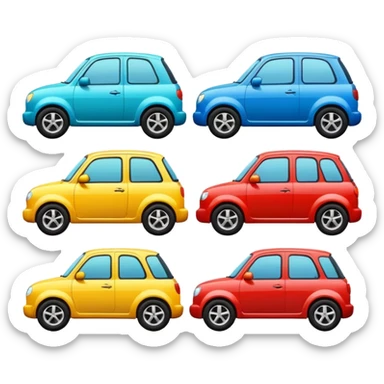 group of cars, round emoji shape sticker