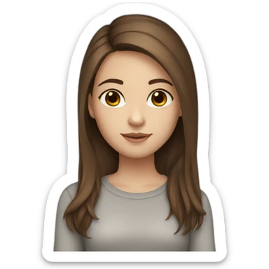 Girl white skin brown hair brown eyes sticker