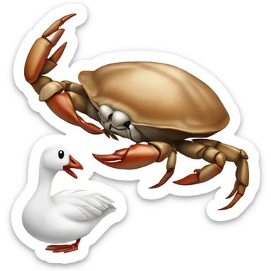 Crab pinching a goose sticker