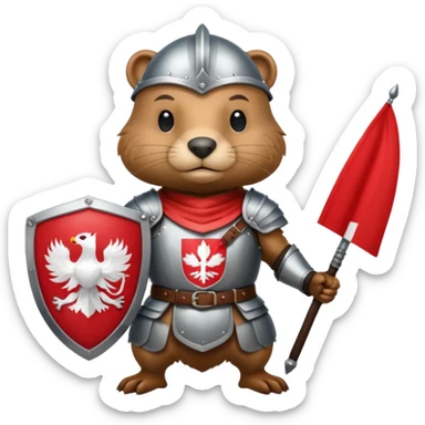 polish husaria miliatry unit but its a beaver, make him with a face like is the best fighter of all times with polish flag logo sticker