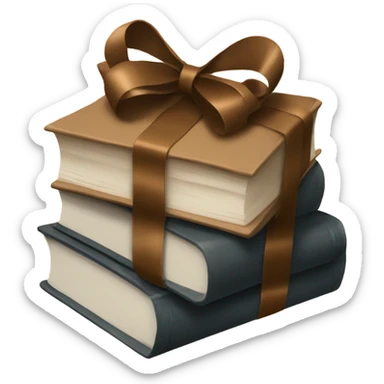 being stack of books with a brown bow sticker