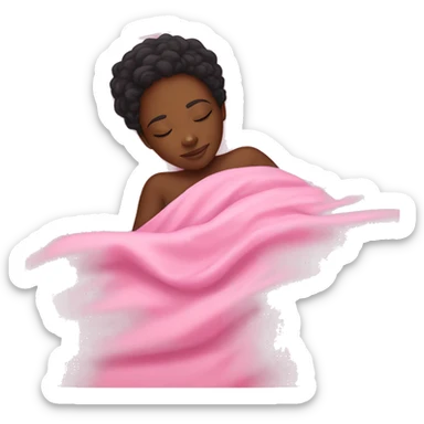 Black girl sleeping with pink sheets sticker