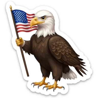 bald eagle with American flag, patriotic sticker