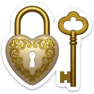 vintage beige heart-shaped lock and key sticker