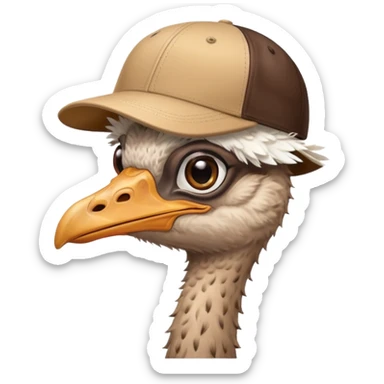 Ostrich with cap   sticker