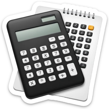 calculator next to a sheet of paper sticker