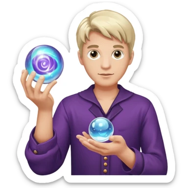 male psychic holding magic glass ball sticker