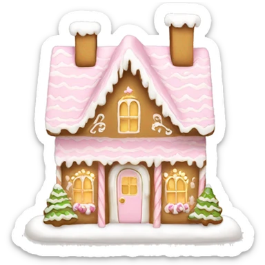light pink and gold and white gingerbread house sticker