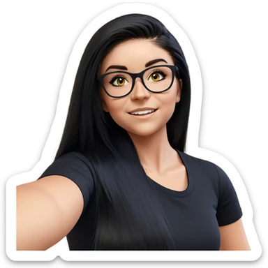 smiling girl in black shirt sticker