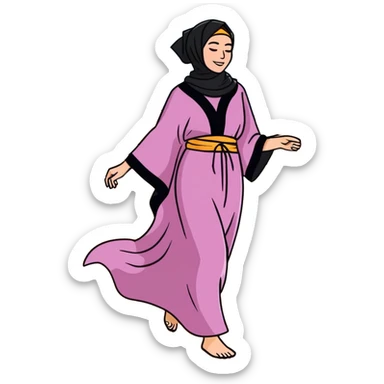 person wearing a caftan, no headscarf, having fun in the desert sticker