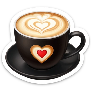 Coffee latte art in a black mug sticker