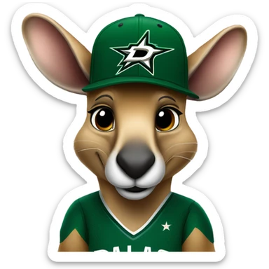Kangaroo wearing a dallas stars hat sticker