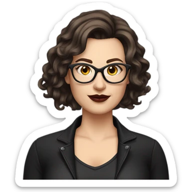 Sexy-Caucasian-Mum-woman-goth-brown-hair-standing-wearing-glasses-plus-size sticker