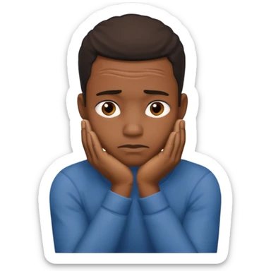 black man with face resting on hands showing boredom sticker