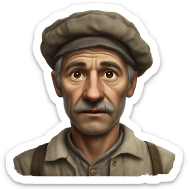 peasant in an old shirt during the 1917 revolution in russia photorealistic serious sticker