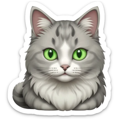 a grey and white cat sitting regally sticker
