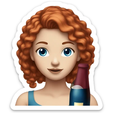 wine red haired white girl with blue eyes sticker