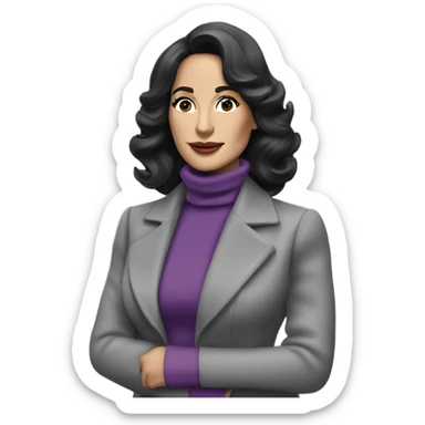 70’s Tv show Diana Prince wearing grey suit with purple turtleneck  sticker