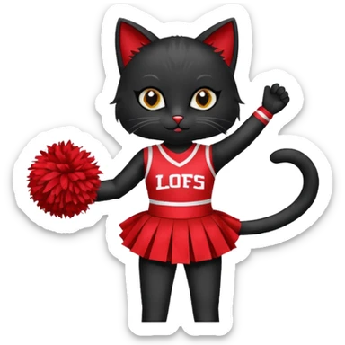 cheerleading black cat with pom pom sticker