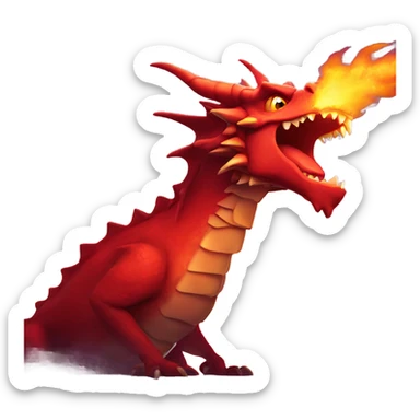 Red fierce dragon breathing bright red glowing fire  sticker