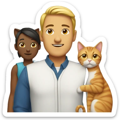 Two adults and two cats sticker