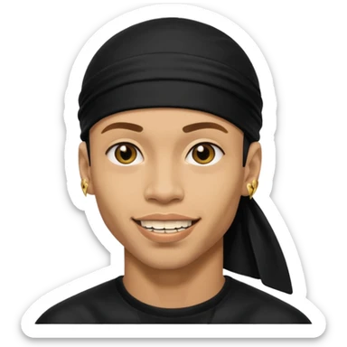 lightskin man with a black durag and grillz sticker