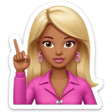 Brown skin blonde hair brown eyed barbie shooting the middle finger  sticker