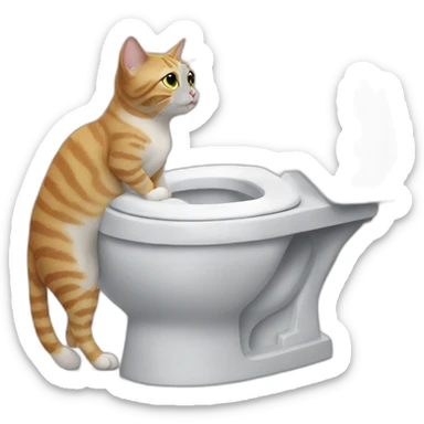 Cat flushing toilet sticker