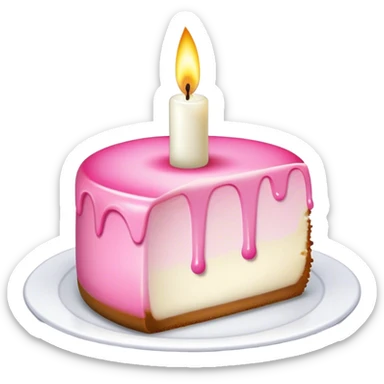 Pink cheesecake with candle sticker