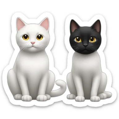 Un chat blanc et un chat noir se tenant la patte sticker