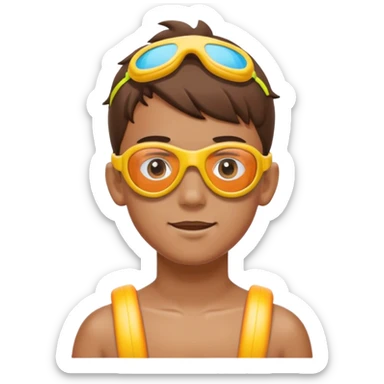 Boy wearing swim goggles and floaties  sticker