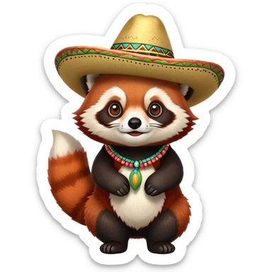 Red panda wearing a sombrero  sticker