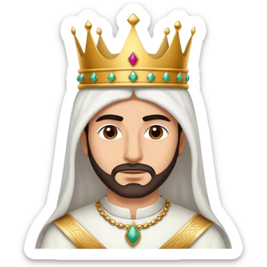 middle east king in white skin with crown chest with white clothes sticker