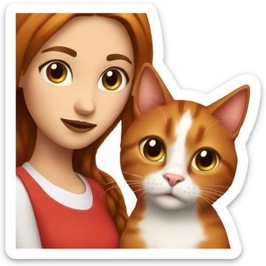 red cat with brunette girl  sticker