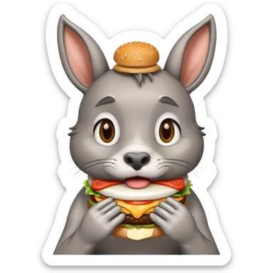 shit dripping of  donkey cat eating hamburgers sticker