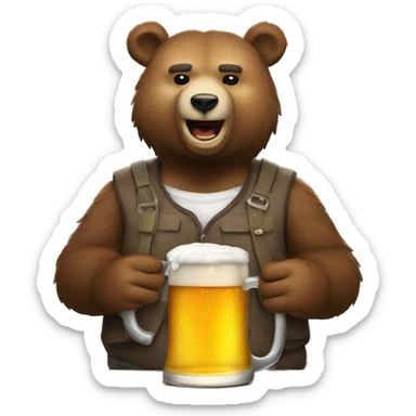 Bear drink beer working on Movement project sticker