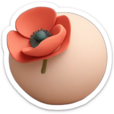 minimalistic poppy icon matte clay 3d render soft light sticker